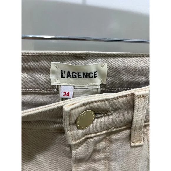 L'Agence High Line High Rise Women's Cropped Skinny Jeans Biscuit Destructed 24 - Picture 4 of 6